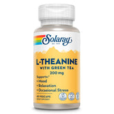 SOLARAY L-Theanine 200mg bottle supports a calm mood in daily routines.