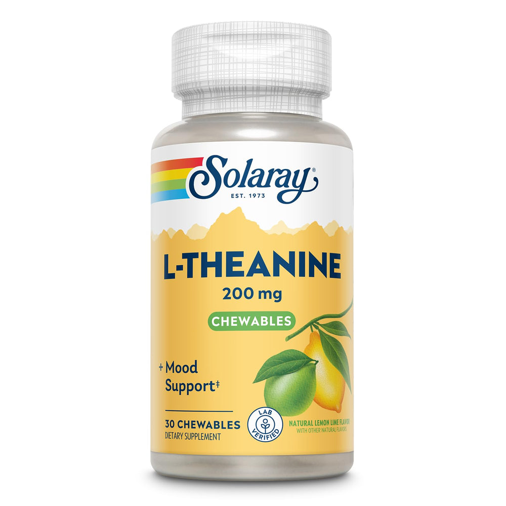 SOLARAY L-Theanine lemon-lime chewable supporting occasional stress relief