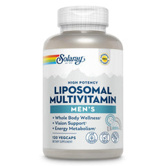 SOLARAY liposomal multivitamin bottle showing enhanced absorption and daily energy support.