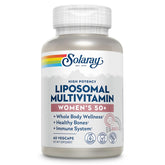 SOLARAY liposomal multivitamin bottle with 60 vegan capsules for women 50+, supports bone health.