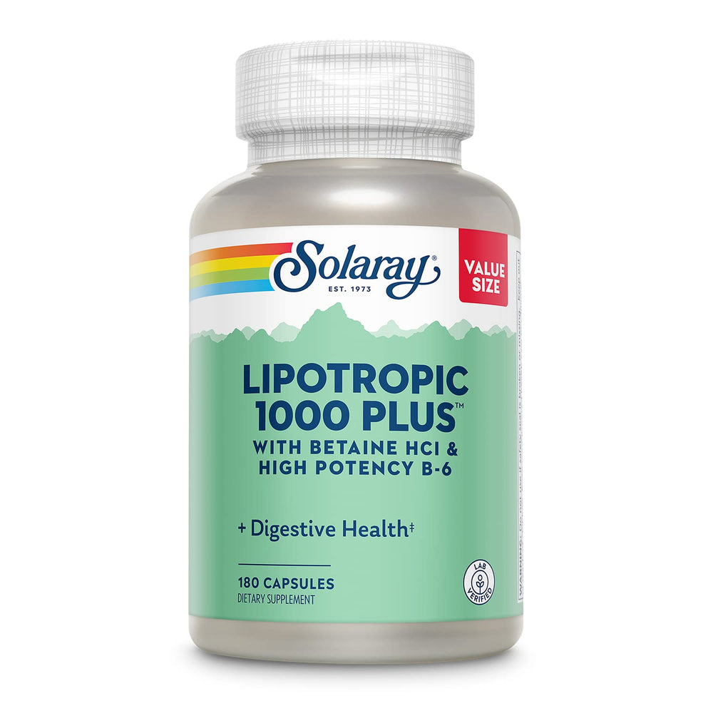 SOLARAY Lipotropic 1000 bottle with capsules showing convenient daily supplement