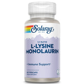 SOLARAY L-Lysine Monolaurin bottle with 60 VegCaps for immune support.