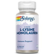 SOLARAY L-Lysine Monolaurin bottle with 60 VegCaps for immune support.