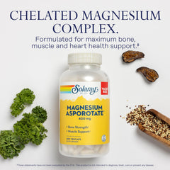 Solaray magnesium capsules poured from the bottle, a convenient daily supplement for muscle and nerve function.