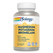 Solaray magnesium-potassium asporotates bottle with capsules for daily mineral balance and support.