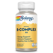 SOLARAY Methyl B Complex bottle packshot highlighting vegan B vitamins for daily energy.