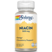 SOLARAY Niacin 500mg bottle front for daily skin and circulation support