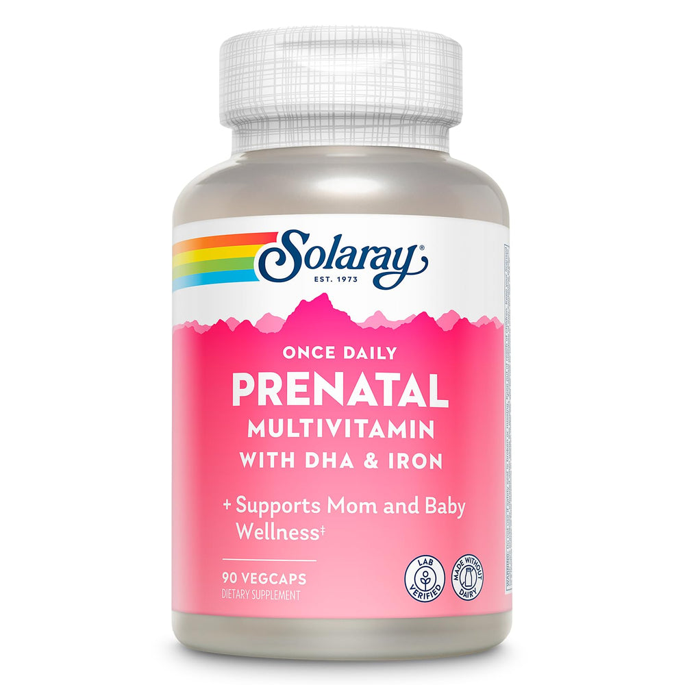SOLARAY Once Daily Prenatal bottle pour for easy daily dosing and convenience