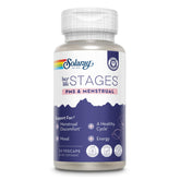 SOLARAY PMS bottle front view showing hormone-free cycle support in vegan capsules