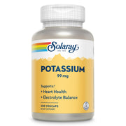 Solaray Potassium 99 mg bottle front shows branding for daily electrolyte support