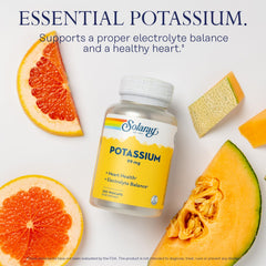 Solaray Potassium 99 mg capsules poured to show easy daily use