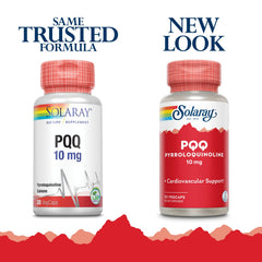 SOLARAY PQQ 10 mg VegCaps bottle with capsules; supports healthy energy metabolism