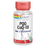 SOLARAY PQQ CoQ10 bottle front view for daily energy and heart health.