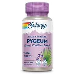 SOLARAY Pygeum bark extract bottle with vegan, non-GMO formula for daily support.