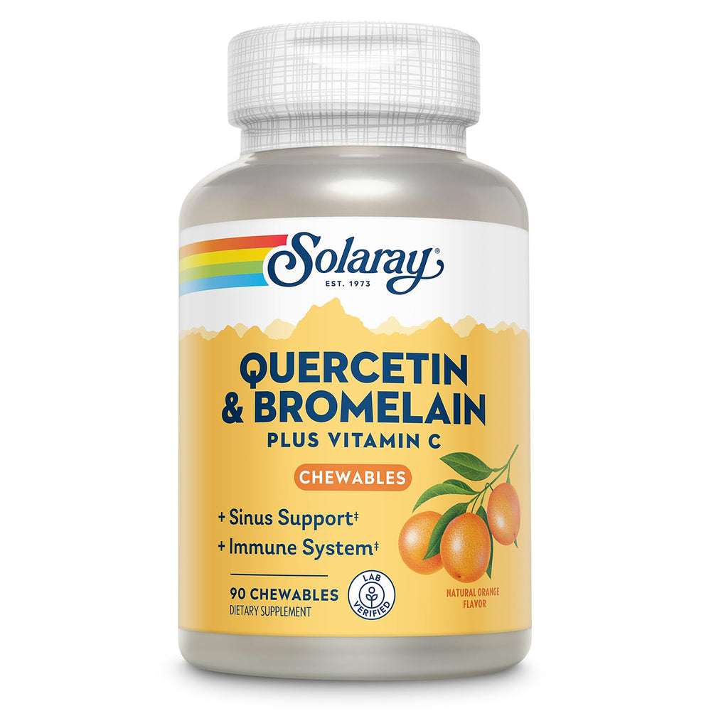 SOLARAY Quercetin chewables bottle close-up for immune support