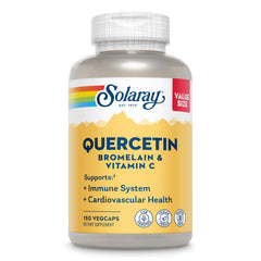 SOLARAY Quercetin Bromelain Vitamin C bottle supports immune wellness and antioxidant activity.