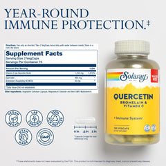 SOLARAY label closeup highlights quercetin and vitamin C benefits.