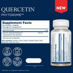 SOLARAY Quercetin Phytosome label shot highlights vegan and soy-free formula.