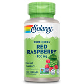 SOLARAY Red Raspberry Leaves capsules bottle for potential support during pregnancy.