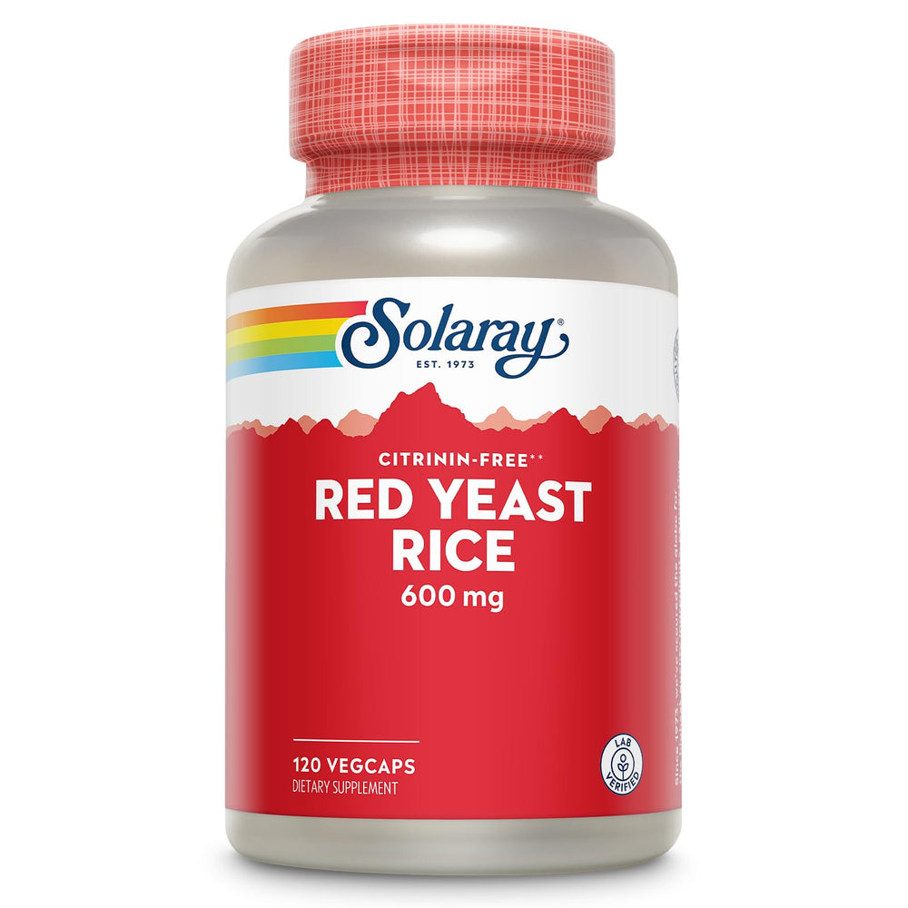SOLARAY Red Yeast Rice 600mg bottle with clear potency label.