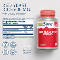 SOLARAY capsules of Red Yeast Rice with CoQ10 arranged for easy dosing.
