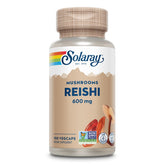 Solaray Reishi 600mg bottle front with vegan capsules for daily immune support