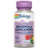 SOLARAY Rhodiola Schizandra bottle front showing a vegan energy support supplement
