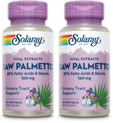 SOLARAY Saw Palmetto Extract bottle highlighting potency for daily supplementation.