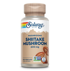 SOLARAY Shiitake 600mg bottle shown, supporting daily nourishment.