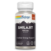 SOLARAY Shilajit 500 mg bottle front view supports daily vitality.