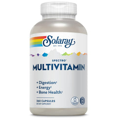 SOLARAY Spectro Multivitamin Iron Free bottle front, complete daily formula for wellness