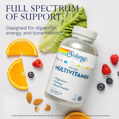 SOLARAY Spectro multivitamin pills closeup highlighting tablet texture for easy digestion.