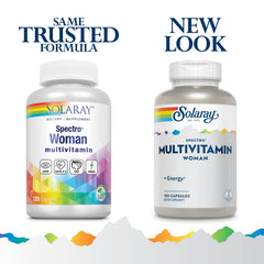 SOLARAY Spectro Woman label close-up emphasizes vitamins, minerals, and digestive support.