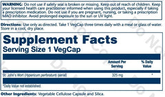 Solaray St. John's Wort 325mg capsule closeup showing vegan, non-GMO quality
