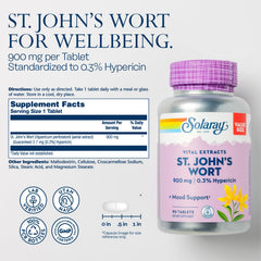 SOLARAY St. John's Wort extract label displays hypericin content and dosage.