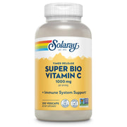SOLARAY Super Bio Vitamin C 1000mg with rose hips, bottle pour suggests immune support potential