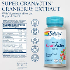 SOLARAY CranActin capsules closeup emphasizing convenient vegan capsules.