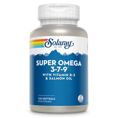 SOLARAY Super Omega 3-7-9 bottle front highlights balanced omega blend for daily wellness