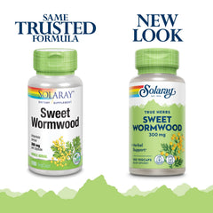 SOLARAY Sweet Wormwood capsules close-up highlighting the herbal formula for balance