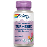 SOLARAY turmeric bottle with label, vegan and non-GMO formulation for joint support