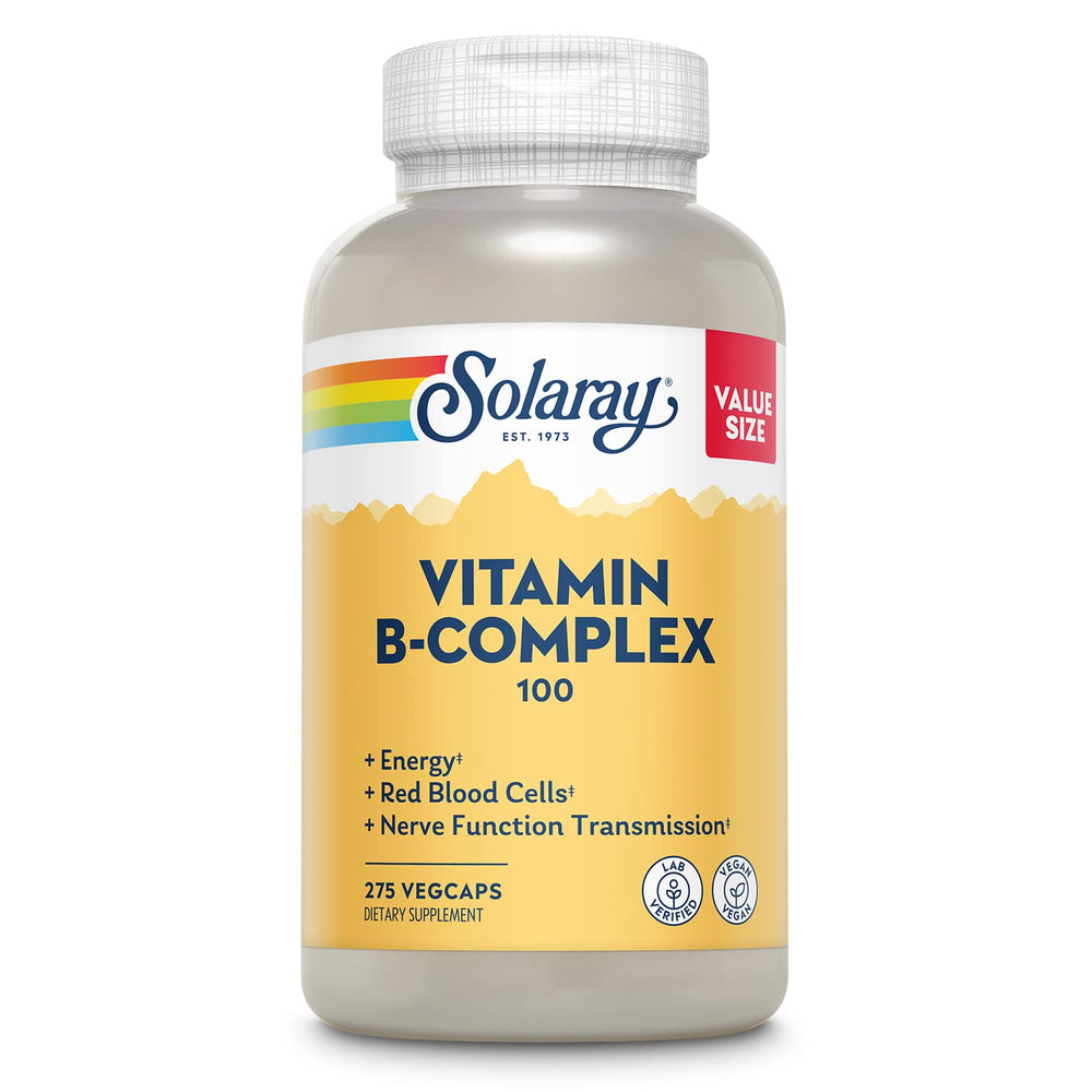 Solaray Vitamin B Complex bottle front view highlighting energy support possibilities