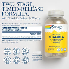 Close-up of SOLARAY Vitamin C 1000mg label showing two-stage release