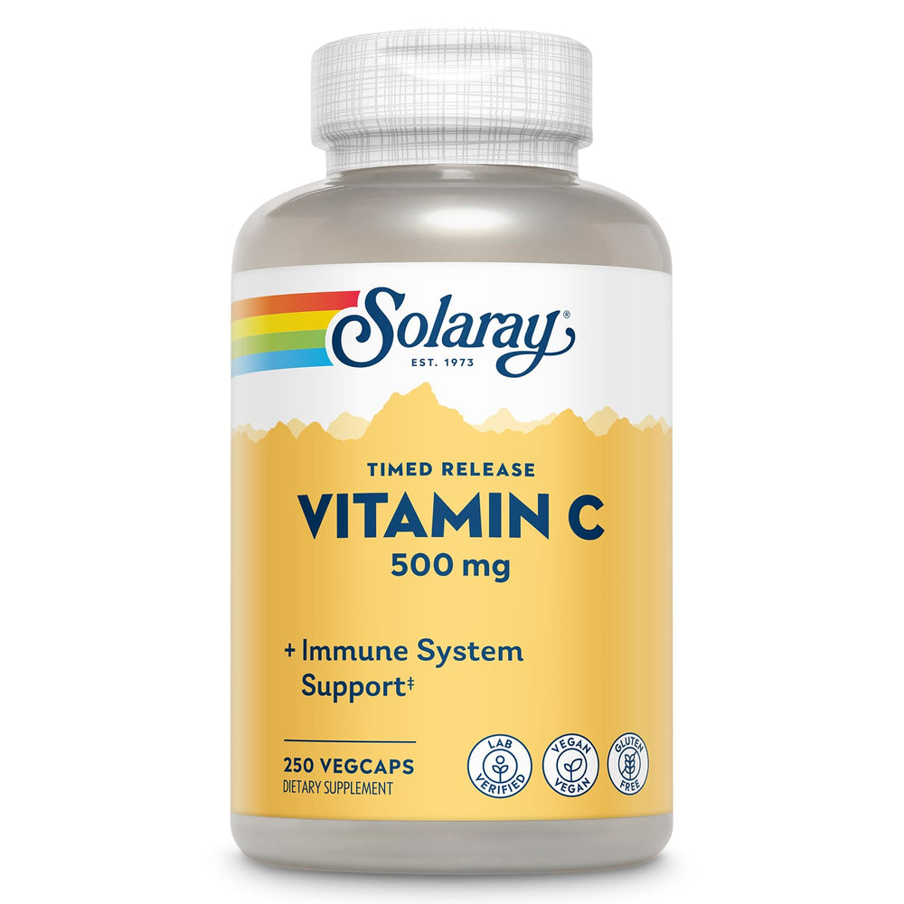 SOLARAY Vitamin C 500mg timed-release bottle for steady daily support