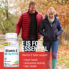 SOLARAY Vitamin E bottle in skincare setting for daily use