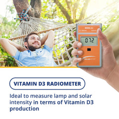 Compact handheld Solarmeter Model 6.4 UV meter ready for field use.