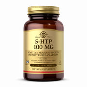 Solgar 5-HTP 100 mg bottle with capsules for relaxation potential