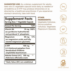 Solgar 5-HTP capsules close-up highlighting vegan formulation