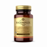 Solgar B-Complex 50 bottle front view with vegan capsules for energy support