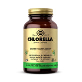 Solgar Chlorella capsules bottle front view; vegan, non-GMO daily nutrition.