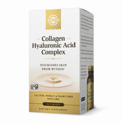 Solgar Collagen Hyaluronic Acid Complex bottle promotes skin hydration.